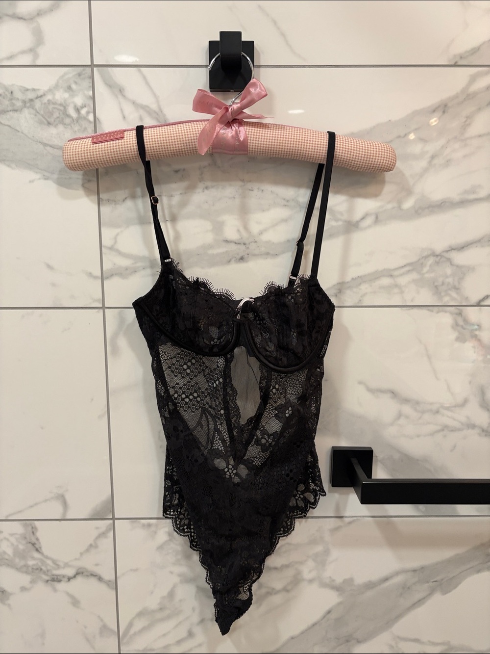 Victoria's Secret Black Lace Sheer bodysuit Size S